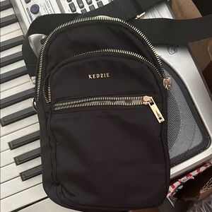 Kedzie Black Belt Bag with Gold Accents